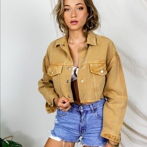 Mustard Cropped Denim Jacket